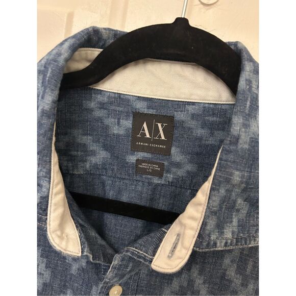 Armani Exchange Gradient Blue Button-Down Shirt, Sz Large - Picture 10 of 11